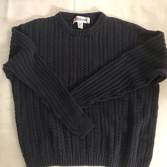 Sustainable Ramie & Cotton Vintage Cable Knit Jumper Sweater Navy Blue - Picture 4 of 7